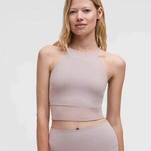 [NWT] Lululemon Nulu High-Neck Mesh-Hem Cropped Tank Top Mauve Grey - Sz S